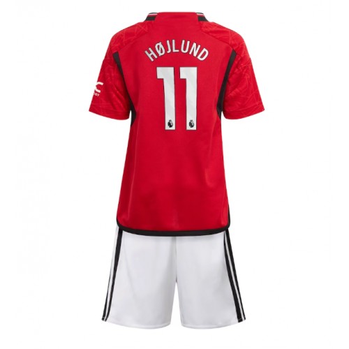 Dětský Fotbalový dres Manchester United Rasmus Hojlund #11 2023-24 Domácí Krátký Rukáv (+ trenýrky)